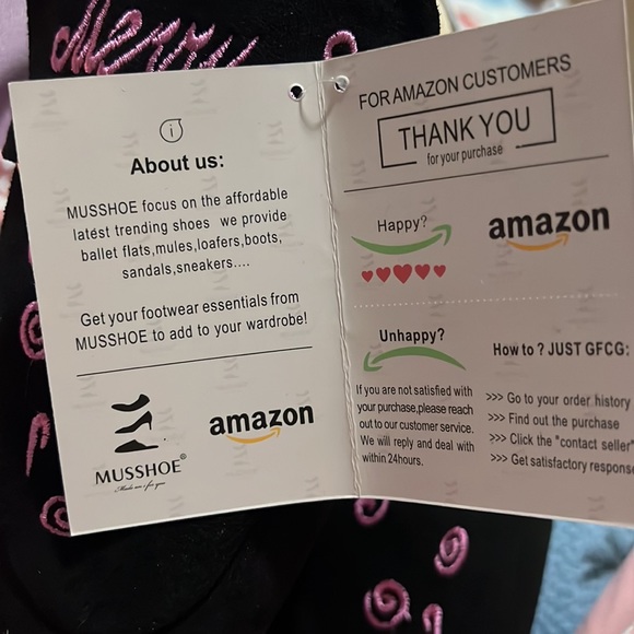 NWT MUSSHOE Merry Christmas Slip On Mules for Women Flats Black/Pink - Picture 4 of 14